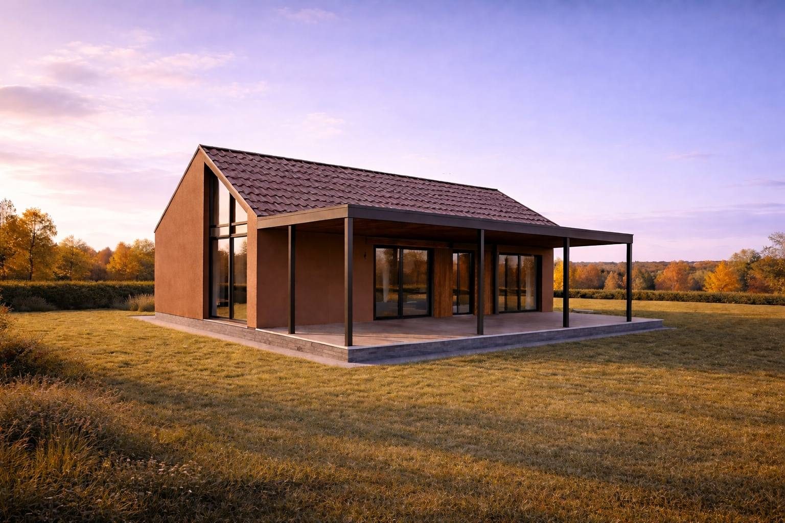 Wood natural — ceramic roof