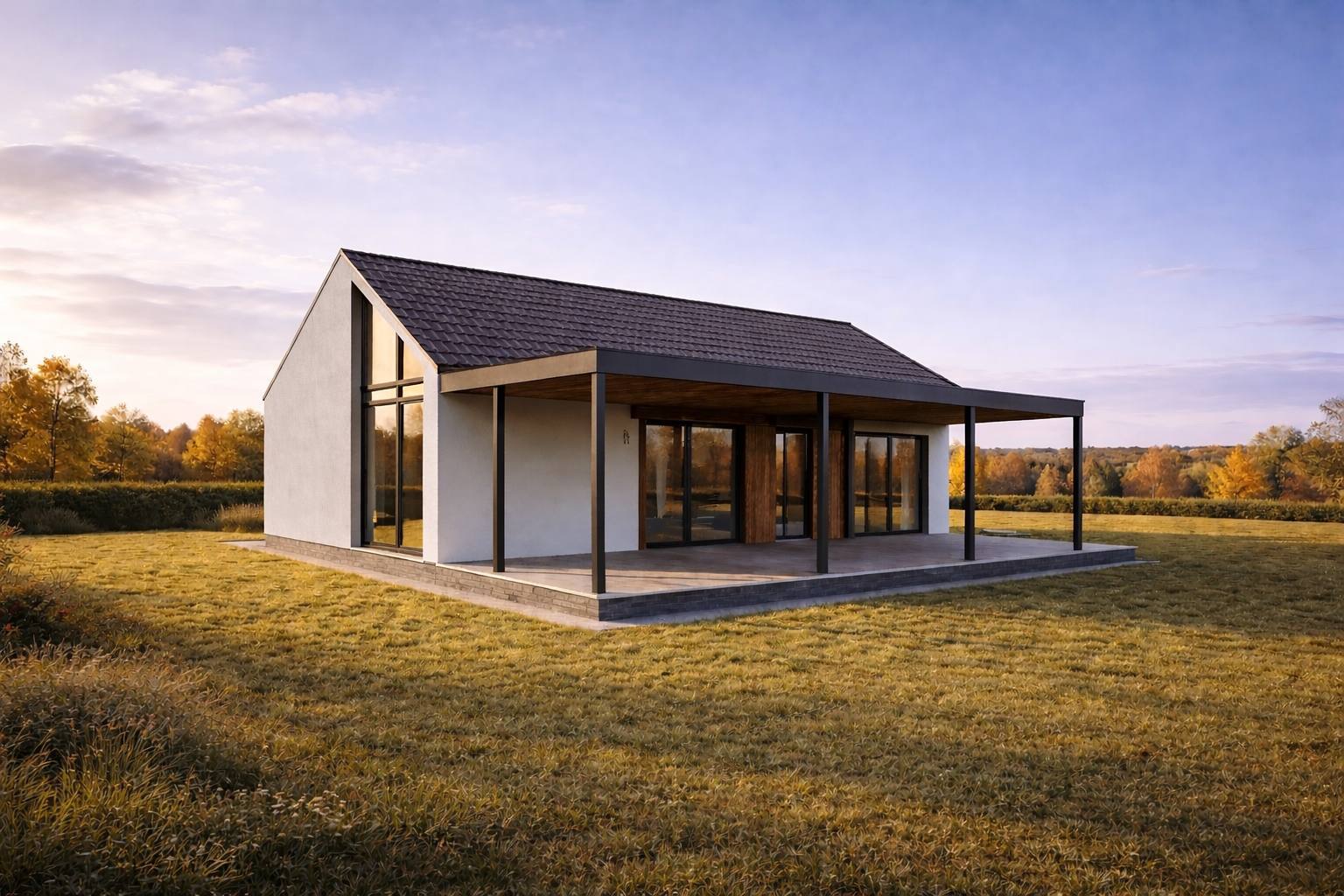 Wood white — ceramic roof