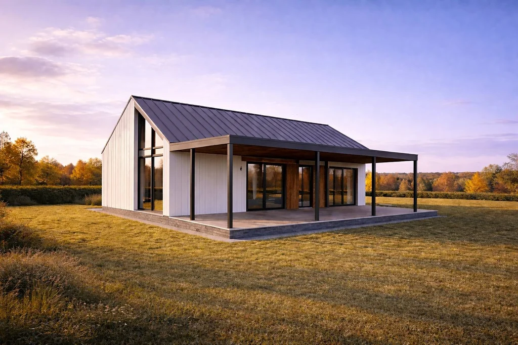 Wood white — steel roof